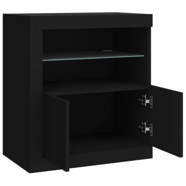 vidaXL Μπουφές με LED Μαύρος 60,5x37x67cm 1 τεμ.