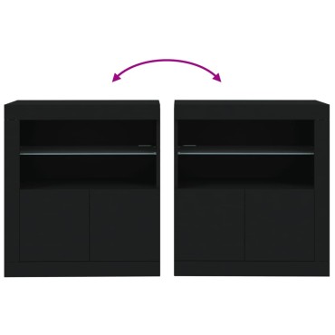 vidaXL Μπουφές με LED Μαύρος 60,5x37x67cm 1 τεμ.