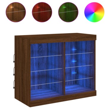 vidaXL Μπουφές με LED Καφέ Δρυς 81x37x67cm 1 τεμ.