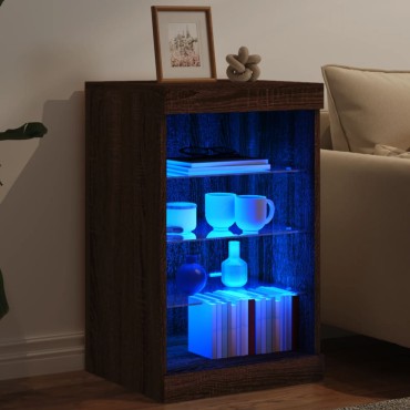 vidaXL Μπουφές με LED Καφέ Δρυς 41x37x67cm 1 τεμ.