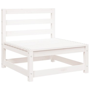 vidaXL Καναπές Κήπου Χωρίς Μπράτσα Λευκός 70x70x67cm Μασίφ Ξύλο Πεύκου