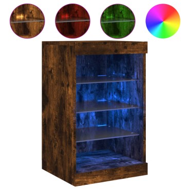vidaXL Μπουφές με LED Καπνιστή Δρυς 41x37x67cm 1 τεμ.