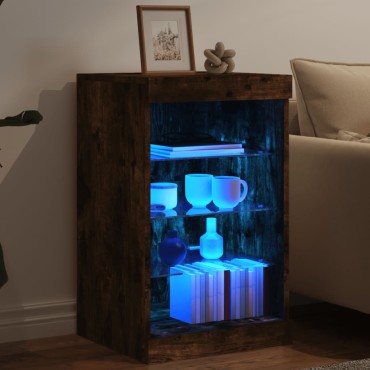 vidaXL Μπουφές με LED Καπνιστή Δρυς 41x37x67cm 1 τεμ.