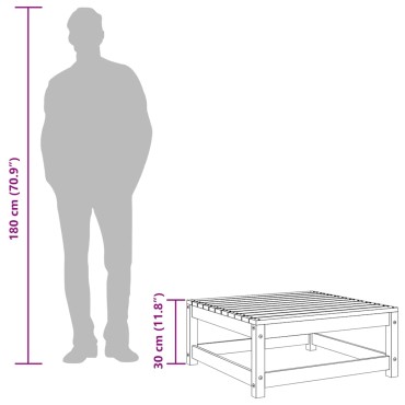 vidaXL Υποπόδιο Κήπου Λευκό 70x70x30cm από Μασίφ Ξύλο Πεύκου 1 τεμ. Γωνιακός