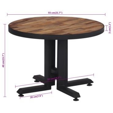 vidaXL Τραπεζάκι Σαλονιού Στρογγυλό 55x40cm Μασίφ Ανακυκλωμένο Teak