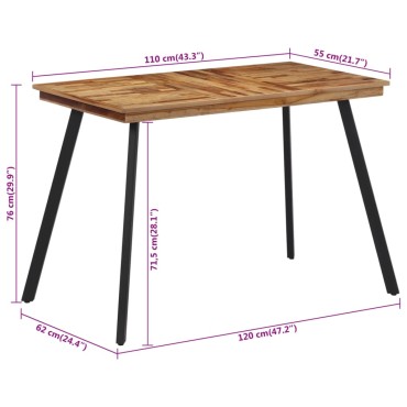 vidaXL Τραπεζαρία 120x62x76cm από Μασίφ Ξύλο Teak 1 τεμ.
