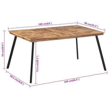 vidaXL Τραπεζαρία 169x98,5x76cm από Μασίφ Ξύλο Teak 1 τεμ.