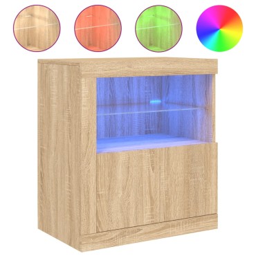 vidaXL Ντουλάπι με LED Sonoma Δρυς 60,5x37x67cm 1 τεμ.
