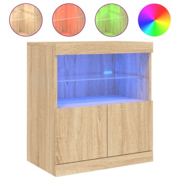 vidaXL Μπουφές με LED Sonoma Δρυς 60x37x67cm 1 τεμ.