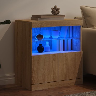 vidaXL Μπουφές με LED Sonoma Δρυς 60x37x67cm 1 τεμ.
