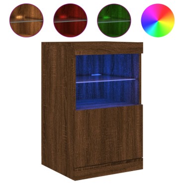 vidaXL Μπουφές με LED Καφέ Δρυς 41x37x67cm 1 τεμ.