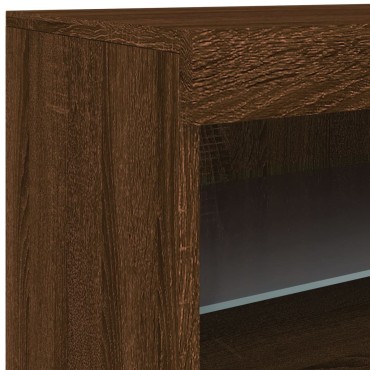 vidaXL Μπουφές με LED Καφέ Δρυς 41x37x67cm 1 τεμ.