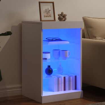 vidaXL Μπουφές με Φώτα LED Λευκός 41x37x67cm 1 τεμ.