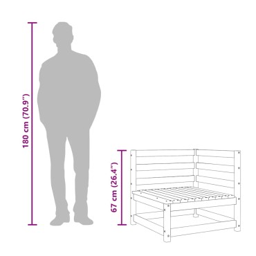vidaXL Καναπέδες Κήπου Γωνιακοί 2 τεμ. 70x70x67cm Μασίφ Ξύλο Πεύκου