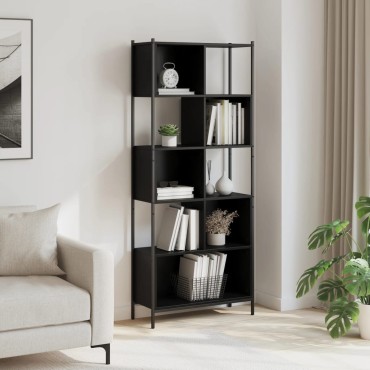vidaXL Βιβλιοθήκη Μαύρη 72x28x172cm από Επεξεργασμένο Ξύλο 1 τεμ.
