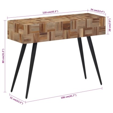 vidaXL Τραπέζι Κονσόλα 110x34x80cm από Μασίφ Ανακυκλωμένο Teak 1 τεμ.