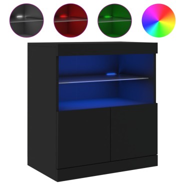 vidaXL Μπουφές με Φώτα LED Μαύρος 60x37x67cm 1 τεμ.
