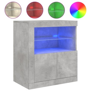 vidaXL Ντουλάπι με LED Γκρι Σκυροδέματος 60,5x37x67cm 1 τεμ.