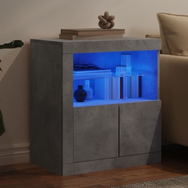 vidaXL Ντουλάπι με LED Γκρι Σκυροδέματος 60,5x37x67cm 1 τεμ.