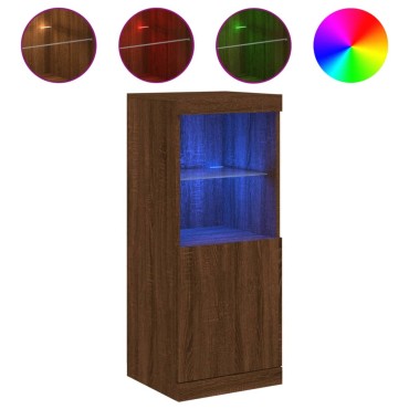 vidaXL Μπουφές με Φώτα LED Καφέ Δρυς 41x37x100cm 1 τεμ.
