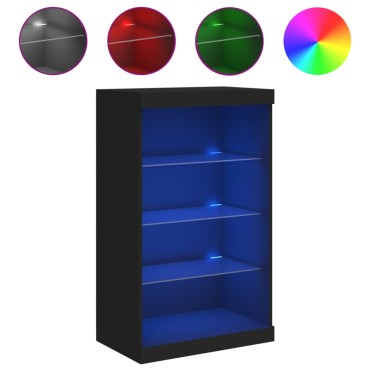 vidaXL Μπουφές με Φώτα LED Μαύρος 60,5x37x100cm 1 τεμ.