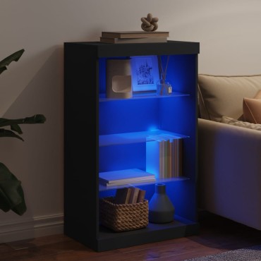 vidaXL Μπουφές με Φώτα LED Μαύρος 60,5x37x100cm 1 τεμ.