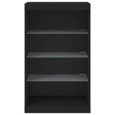 vidaXL Μπουφές με Φώτα LED Μαύρος 60,5x37x100cm 1 τεμ.