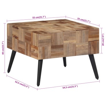 vidaXL Τραπεζάκι Σαλονιού Γκρι 55x55x40cm Μασίφ Ανακυκλωμένο Ξύλο Teak 1 τεμ.
