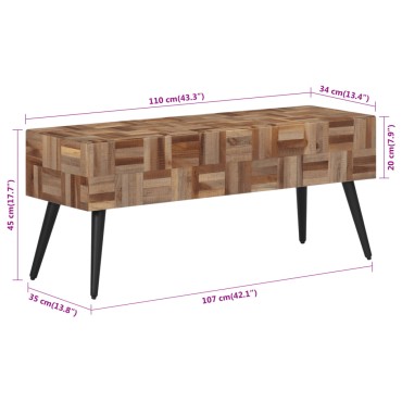 vidaXL Πάγκος 110x35x45cm από Μασίφ Ανακυκλωμένο Teak