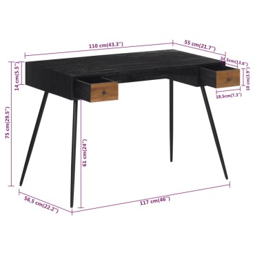 vidaXL Γραφείο 117x56,5x75cm από Μασίφ Ανακυκλωμένο Teak 1 τεμ.