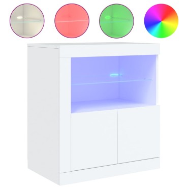vidaXL Μπουφές με Φώτα LED Λευκός 60,5x37x67cm 1 τεμ.