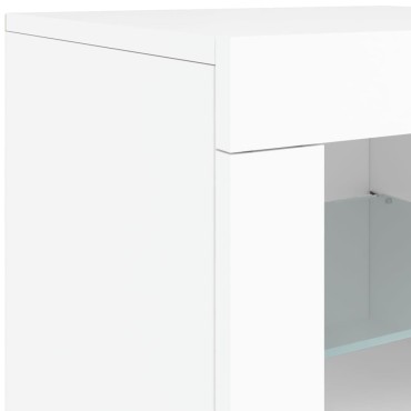 vidaXL Μπουφές με Φώτα LED Λευκός 60,5x37x67cm 1 τεμ.