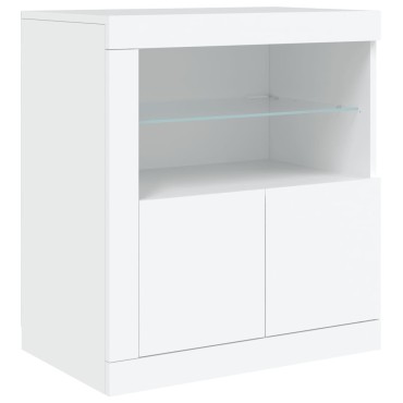 vidaXL Μπουφές με Φώτα LED Λευκός 60,5x37x67cm 1 τεμ.
