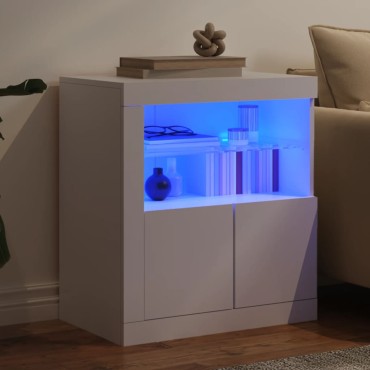 vidaXL Μπουφές με Φώτα LED Λευκός 60,5x37x67cm 1 τεμ.