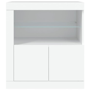 vidaXL Μπουφές με Φώτα LED Λευκός 60,5x37x67cm 1 τεμ.