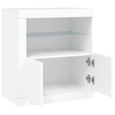 vidaXL Μπουφές με Φώτα LED Λευκός 60,5x37x67cm 1 τεμ.