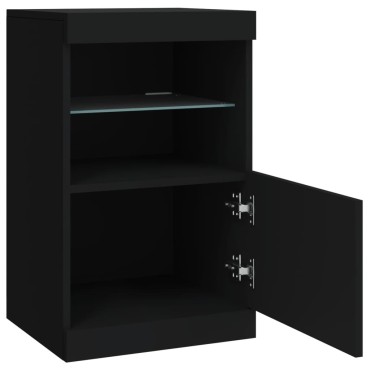 vidaXL Μπουφές με Φώτα LED Μαύρος 41x37x67cm 1 τεμ.