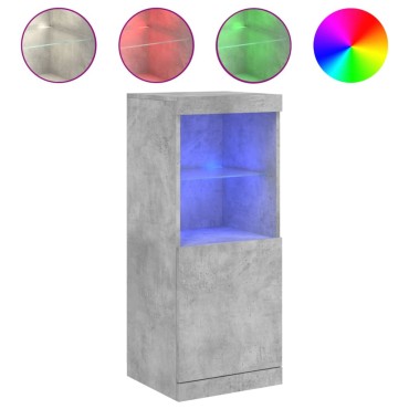 vidaXL Μπουφές με Φώτα LED Γκρι Σκυροδέματος 41x37x100cm 1 τεμ.