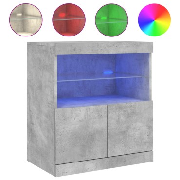 vidaXL Μπουφές με LED Γκρι Σκυροδέματος 60x37x67cm 1 τεμ.