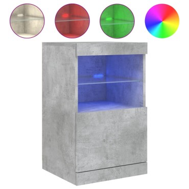 vidaXL Μπουφές με LED Γκρι Σκυροδέματος 41x37x67cm 1 τεμ.