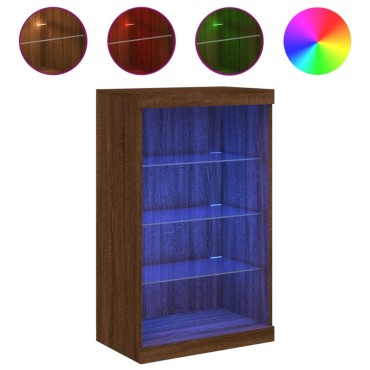 vidaXL Μπουφές με Φώτα LED Καφέ Δρυς 60,5x37x100cm 1 τεμ.
