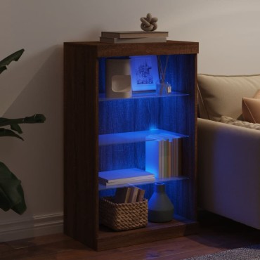 vidaXL Μπουφές με Φώτα LED Καφέ Δρυς 60,5x37x100cm 1 τεμ.