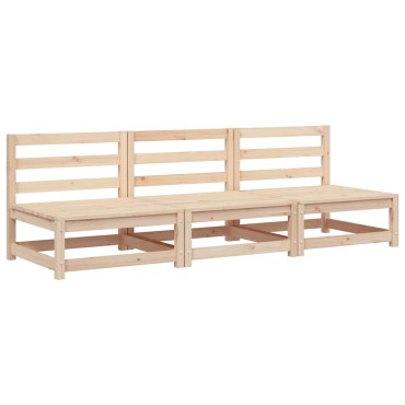 vidaXL Καναπέδες Κήπου Χωρίς Μπράτσα 3 τεμ. 70x70x67cm Μασίφ Ξύλο Πεύκου Τριθέσιος