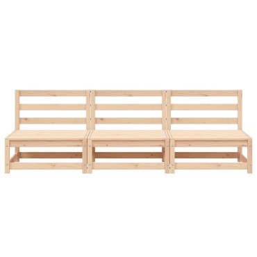 vidaXL Καναπέδες Κήπου Χωρίς Μπράτσα 3 τεμ. 70x70x67cm Μασίφ Ξύλο Πεύκου Τριθέσιος
