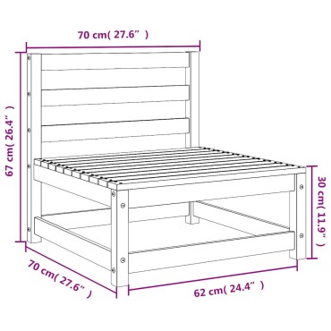 vidaXL Καναπέδες Κήπου Χωρίς Μπράτσα 3 τεμ. 70x70x67cm Μασίφ Ξύλο Πεύκου Τριθέσιος