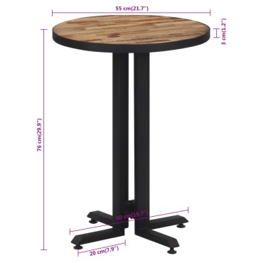 vidaXL Τραπέζι Bistro Στρογγυλό 55x76cm Μασίφ Ανακυκλωμένο Ξύλο Teak 1 τεμ.