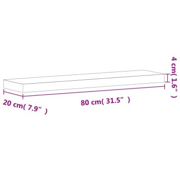 vidaXL Ράφι Τοίχου 80x20x4cm από Μασίφ Ξύλο Οξιάς 1 τεμ.