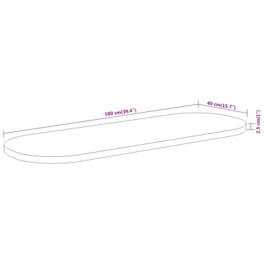 vidaXL Επιφάνεια Τραπεζιού Οβάλ 100x40x2,5cm Μασίφ Ξύλο Ακακίας 1 τεμ.