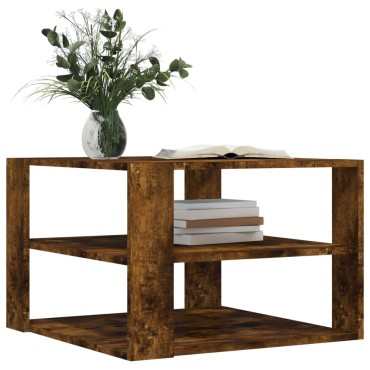 vidaXL Τραπεζάκι Σαλονιού Καπνιστή Δρυς 59,5x59,5x40cm Επεξ. Ξύλο 1 τεμ.