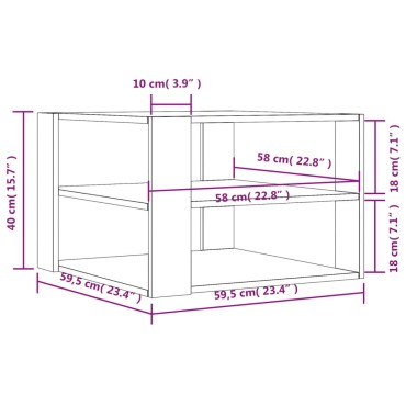 vidaXL Τραπεζάκι Σαλονιού Καπνιστή Δρυς 59,5x59,5x40cm Επεξ. Ξύλο 1 τεμ.